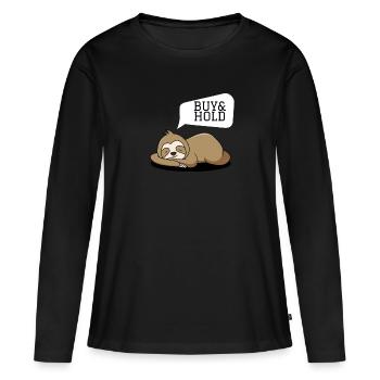 Investment Strategy Buy And Hold - Frauen Premium Bio Langarmshirt - Schwarz - Vorne - Julia (174cm)