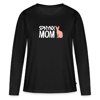 Sphynx Maman Chat Sans Poils Propriétaire de Chat - T-shirt manches longues Premium bio Femme - noir - Devant - Julia (174cm)
