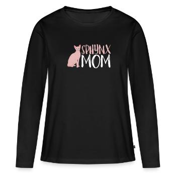Sphynx Maman Chat Sans Poils Propriétaire de Chat - T-shirt manches longues Premium bio Femme - noir - Devant - Julia (174cm)