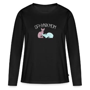 Sphynx Maman Chat Sans Poils Propriétaire de Chat - T-shirt manches longues Premium bio Femme - noir - Devant - Julia (174cm)