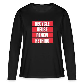 Recycle Réutiliser Renew Rethink Wind Turbine - Wind - T-shirt manches longues Premium bio Femme - noir - Devant - Julia (174cm)