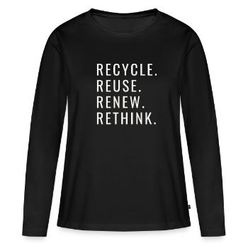 Recycle Réutiliser Renew Rethink Wind Turbine - Wind - T-shirt manches longues Premium bio Femme - noir - Devant - Julia (174cm)