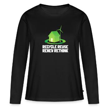 Recycle Réutiliser Renew Rethink Wind Turbine - Wind - T-shirt manches longues Premium bio Femme - noir - Devant - Julia (174cm)