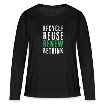 Recycle Réutiliser Renew Rethink Wind Turbine - Wind - T-shirt manches longues Premium bio Femme - noir - Devant - Julia (174cm)