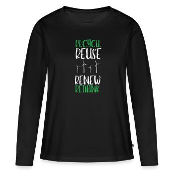 Recycle Réutiliser Renew Rethink Wind Turbine - Wind - T-shirt manches longues Premium bio Femme - noir - Devant - Julia (174cm)