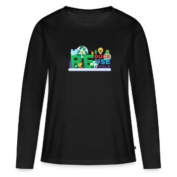 Recycle Réutiliser Renew Rethink Wind Turbine - Wind - T-shirt manches longues Premium bio Femme - noir - Devant - Julia (174cm)