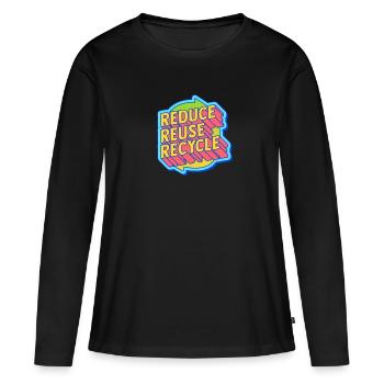 Recycle Réutiliser Renew Rethink Wind Turbine - Wind - T-shirt manches longues Premium bio Femme - noir - Devant - Julia (174cm)