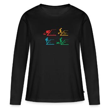 Entretien de piscine et nettoyeur de piscine - T-shirt manches longues Premium bio Femme - noir - Devant - Julia (174cm)