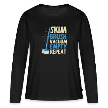 Entretien de piscine et nettoyeur de piscine - T-shirt manches longues Premium bio Femme - noir - Devant - Julia (174cm)