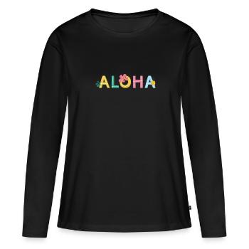 Île de Waikiki Honolulu - T-shirt manches longues Premium bio Femme - noir - Devant - Julia (174cm)