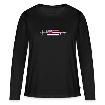 Île de Waikiki Honolulu - T-shirt manches longues Premium bio Femme - noir - Devant - Julia (174cm)