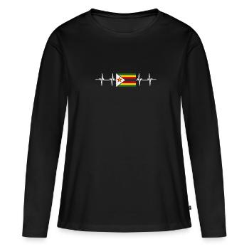 African Flag - Zimbabwe - Frauen Premium Bio Langarmshirt - Schwarz - Vorne - Julia (174cm)