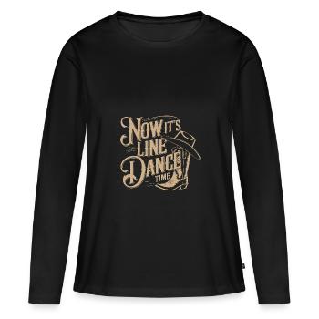 Es ist Line Dance Zeit - Linedance meine Passion - Frauen Premium Bio Langarmshirt - Schwarz - Vorne - Julia (174cm)