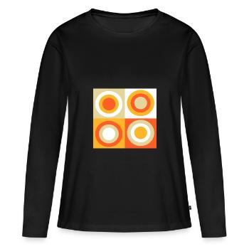 70er Jahre Muster Retro Hippie Flowers Power - Frauen Premium Bio Langarmshirt - Schwarz - Vorne - Julia (174cm)