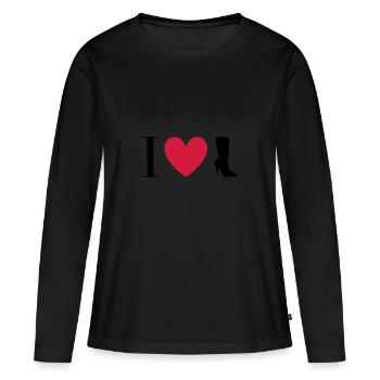 ★ Designfarben änderbar ★ I love Stiefel - Frauen Premium Bio Langarmshirt - Schwarz - Vorne - Julia (174cm)