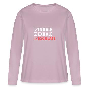 Insérateurs Soufflent d’escalade - T-shirt manches longues Premium bio Femme - rose poudré - Devant - Julia (174cm)