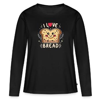 I love bread! Funny Kawaii Bread - Women's Premium Organic Long Sleeve Shirt - black - Front - Julia (174cm)