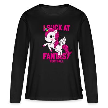 Je suce au cadeau de Licorne Fantasy Football - T-shirt manches longues Premium bio Femme - noir - Devant - Julia (174cm)