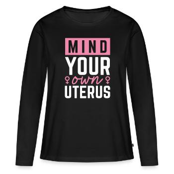 Occupez-vous de votre propre utérus - T-shirt manches longues Premium bio Femme - noir - Devant - Julia (174cm)