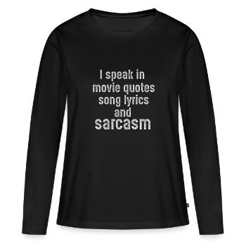 sarcasm - T-shirt manches longues Premium bio Femme - noir - Devant - Julia (174cm)