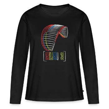 Susi 3Airdesign Paraglider - Frauen Premium Bio Langarmshirt - Schwarz - Vorne - Julia (174cm)
