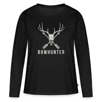 Bowhunter Deer Skull cadeau de chasse à l'arc minimaliste - T-shirt manches longues Premium bio Femme - noir - Devant - Julia (174cm)