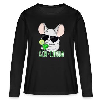 Gin- Chinchilla Gin - Frauen Premium Bio Langarmshirt - Schwarz - Vorne - Julia (174cm)