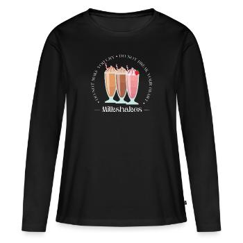 Milkshakes retro Logo Geschenk Sommer - Frauen Premium Bio Langarmshirt - Schwarz - Vorne - Julia (174cm)