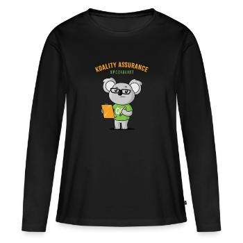 Spécialiste de l’assurance de la qualité des koalas - T-shirt manches longues Premium bio Femme - noir - Devant - Julia (174cm)