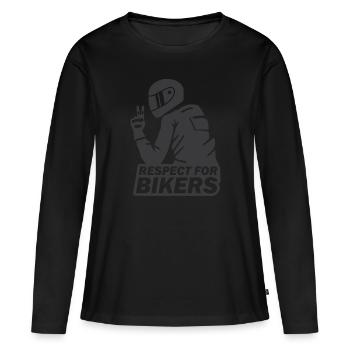 respect du motard - T-shirt manches longues Premium bio Femme - noir - Devant - Julia (174cm)