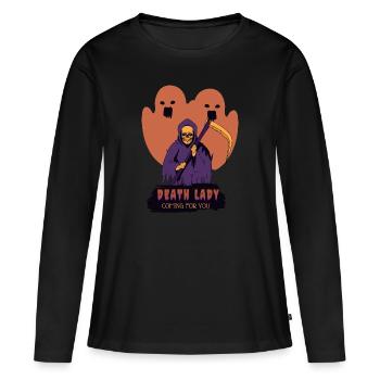 La mort - T-shirt manches longues Premium bio Femme - noir - Devant - Julia (174cm)