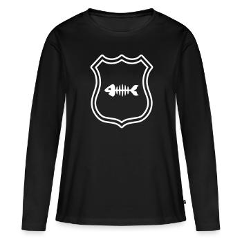 Fish, coat of arms, bones, bones - Women's Premium Organic Long Sleeve Shirt - black - Front - Julia (174cm)