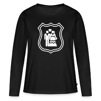 Couple Armoiries de mariage Couple - T-shirt manches longues Premium bio Femme - noir - Devant - Julia (174cm)