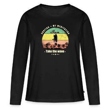 Surf Femmes Vintage Sports Retro Sunset - T-shirt manches longues Premium bio Femme - noir - Devant - Julia (174cm)