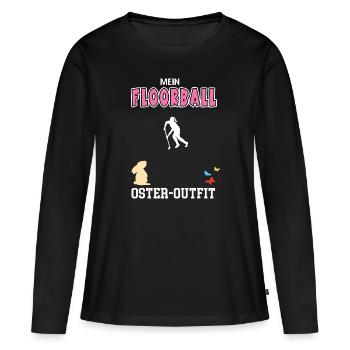Floorball Oster Outfit Ostergeschenk Floorballerin - Frauen Premium Bio Langarmshirt - Schwarz - Vorne - Julia (174cm)