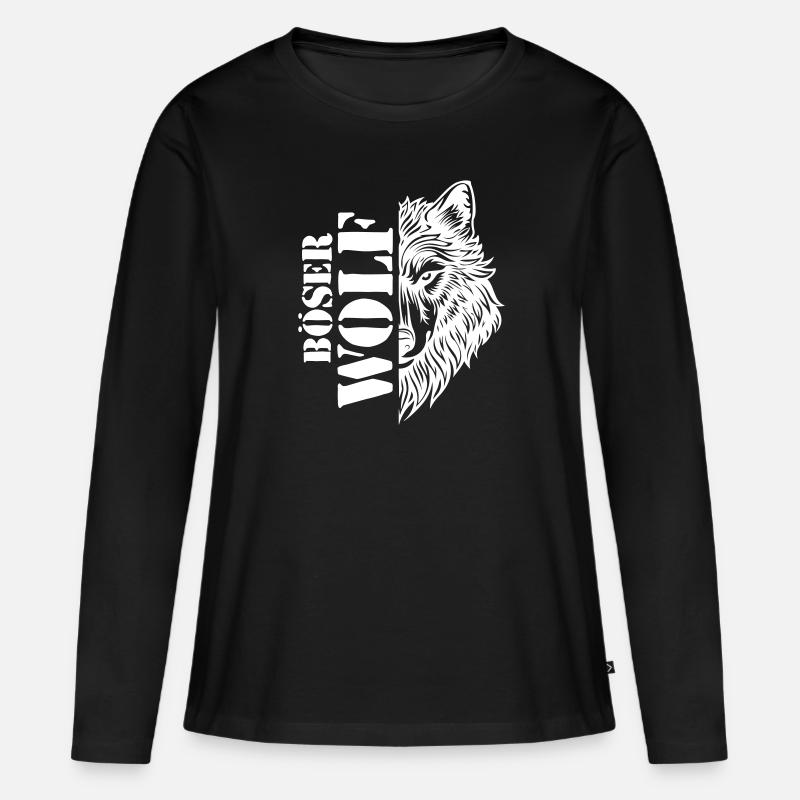 Böser Wolf Spruch - Frauen Premium Bio Langarmshirt - Schwarz