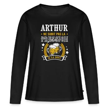 Arthur bière Arthur cadeau arthur fêtes - T-shirt manches longues Premium bio Femme - noir - Devant - Julia (174cm)