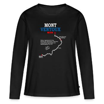 Vélo Mont Ventoux carte itinéraire Ventoux Bédoin - T-shirt manches longues Premium bio Femme - noir - Devant - Julia (174cm)