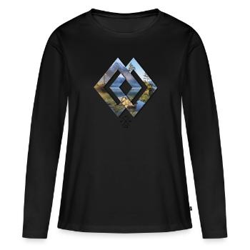Raute Berchtesgaden Îles Hintersee - T-shirt manches longues Premium bio Femme - noir - Devant - Julia (174cm)