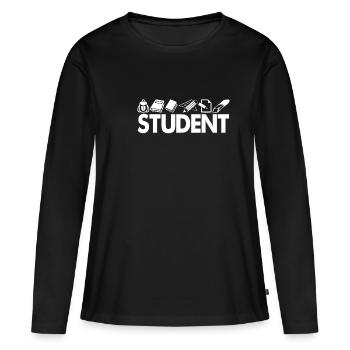 Student - Frauen Premium Bio Langarmshirt - Schwarz - Vorne - Julia (174cm)