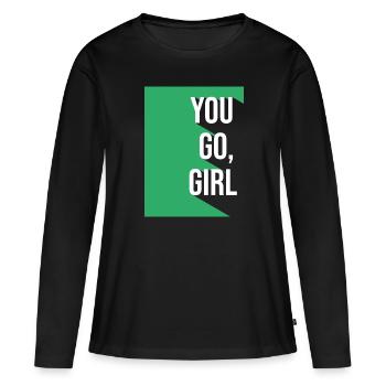 Girlboss TU VAS FILLE - T-shirt manches longues Premium bio Femme - noir - Devant - Julia (174cm)