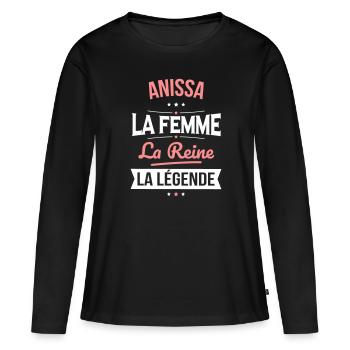 Anissa - La Femme - La Reine - La Légende - T-shirt manches longues Premium bio Femme - noir - Devant - Julia (174cm)