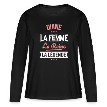 Diane - La Femme - La Reine - La Légende - T-shirt manches longues Premium bio Femme - noir - Devant - Julia (174cm)