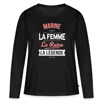 Marine - La Femme - La Reine - La Légende - T-shirt manches longues Premium bio Femme - noir - Devant - Julia (174cm)