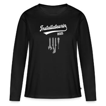 Installateurin 2025 Ausbildung Lehre Installateur - Frauen Premium Bio Langarmshirt - Schwarz - Vorne - Julia (174cm)