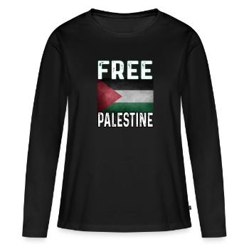 Free Gaza Free Palestine - T-shirt manches longues Premium bio Femme - noir - Devant - Julia (174cm)