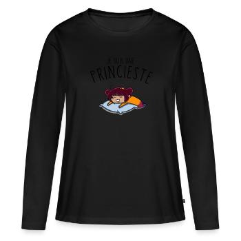 Princieste - T-shirt manches longues Premium bio Femme - noir - Devant - Julia (174cm)