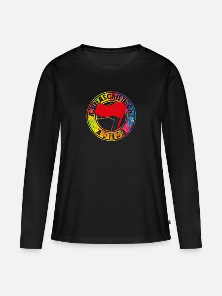 Antifascistische actie - Vrouwen Premium Bio shirt met lange mouwen - zwart