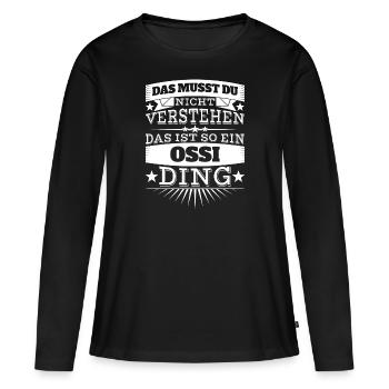 Ossi - Frauen Premium Bio Langarmshirt - Schwarz - Vorne - Julia (174cm)