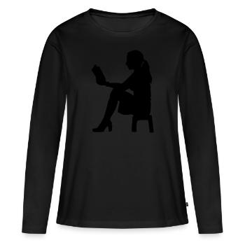 La lectrice anonyme - T-shirt manches longues Premium bio Femme - noir - Devant - Julia (174cm)